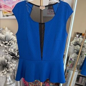 Janette Plus Royal Blue Peplum Blouse